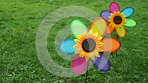 Spinning colorful pinwheel wind toys, Wind spinner - CloseupÂ 